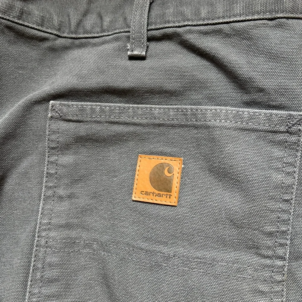 Carhartt B111 GVL Flannel Lined Dungaree Work Pants Gray Mens 38x32 Fits 38x31